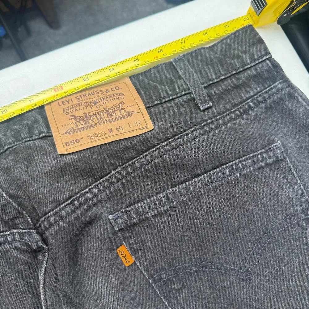 Levis 550 Jeans Mens 40x32 Gray Charcoal Wash Relaxed baggy Vintage 90s Casual
